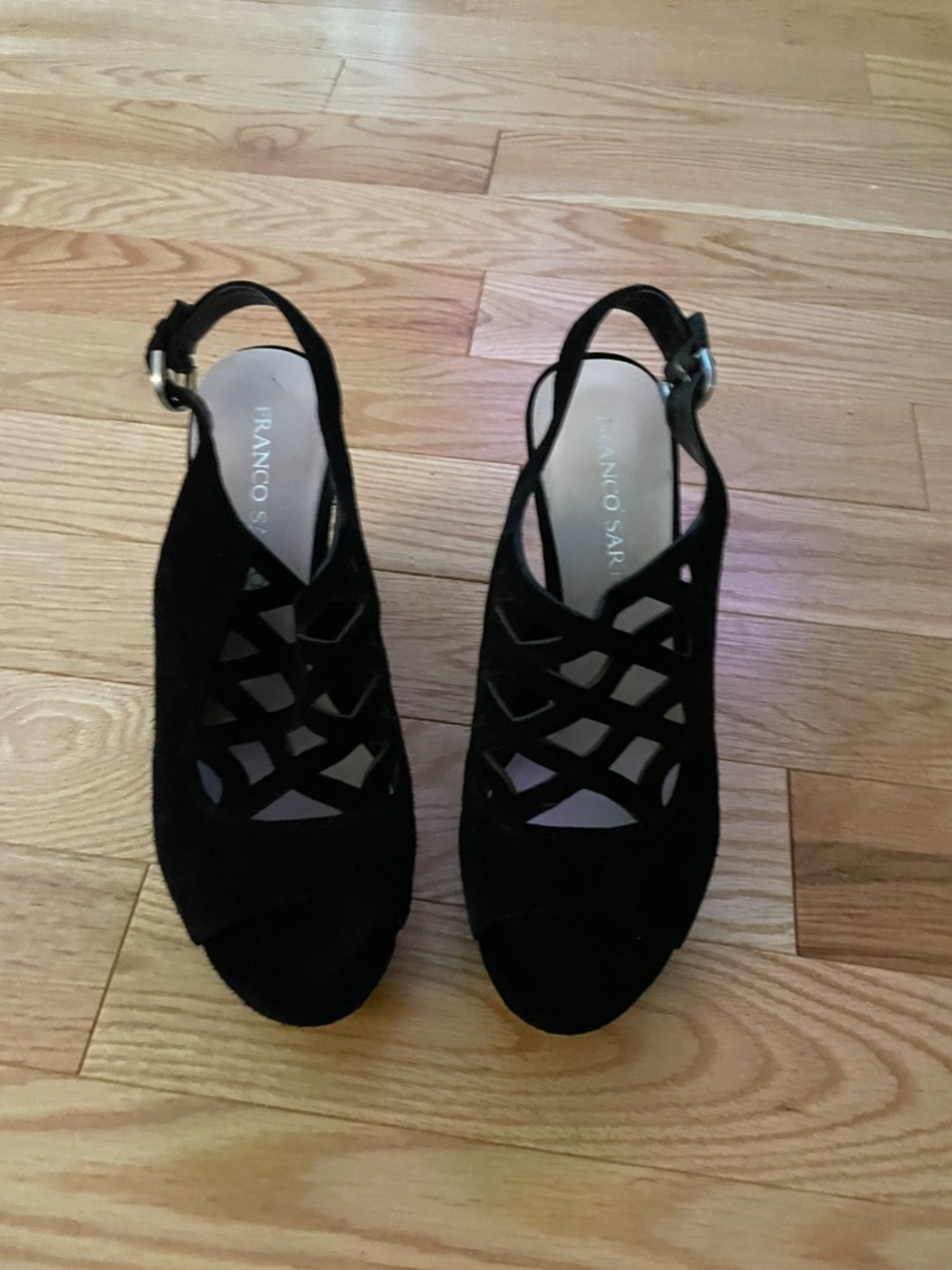 Franco Sarto Sandals, Platform Heels, Suede Lattice Look